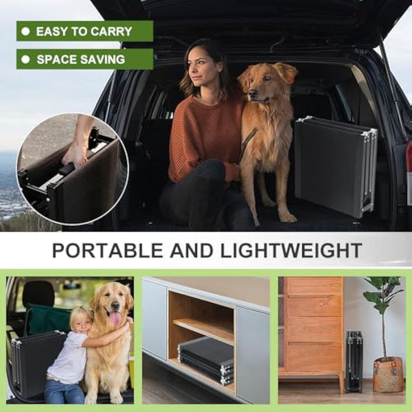 SMONTER Dog Car Ramp for Large Dogs, Folding Portable Pet Steps 180 x 44cm Extra Long Aluminum Dog Stairs with Nonslip Surface, Lightweight &Durable for Trucks, Cars and SUV, Supports up to 200 lb