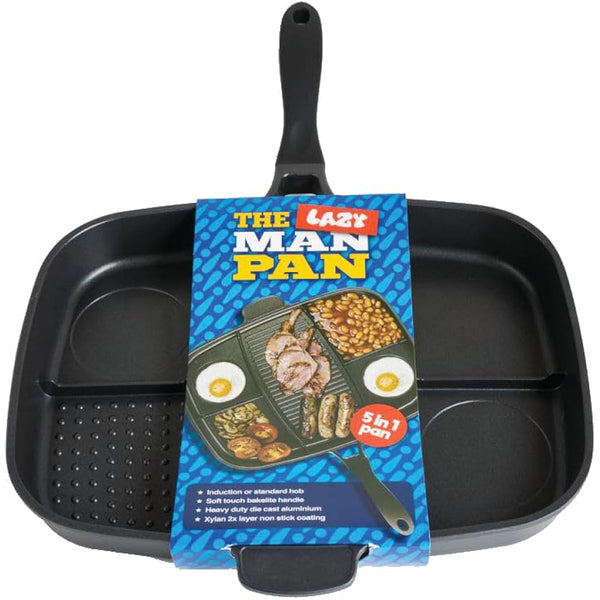 InGenious Lazy Man Frying Pan Multi Hob Cooker 5-in-1 Breakfast Cooking Skillet