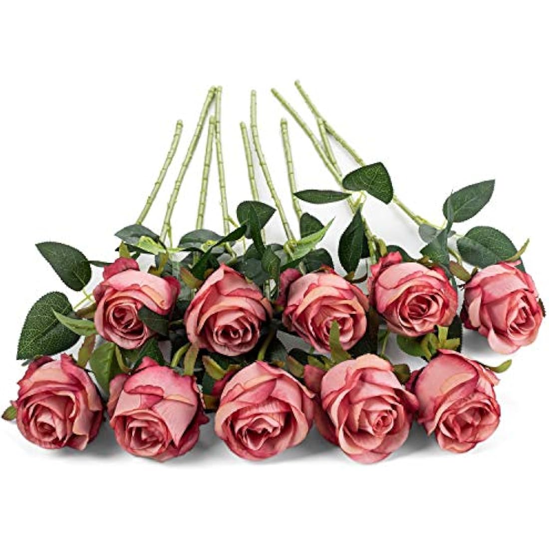 Flojery 10pcs Artificial Rose Flowers Long Stem Fake Silk Roses for DIY Wedding Bouquet Table Centerpiece Home Decor (Rose Red)