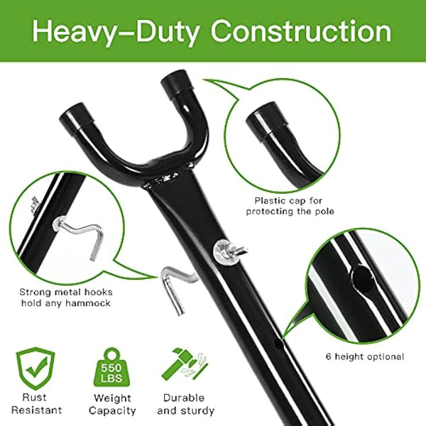 Goutime Portable Hammock Stand with Carry Bag, Fits Hammocks 9 Feet Long,550lb Capacity Black,Hanging Chair Stand,frame stand,for String-style, Brazilian-style, Flat-style【 Not