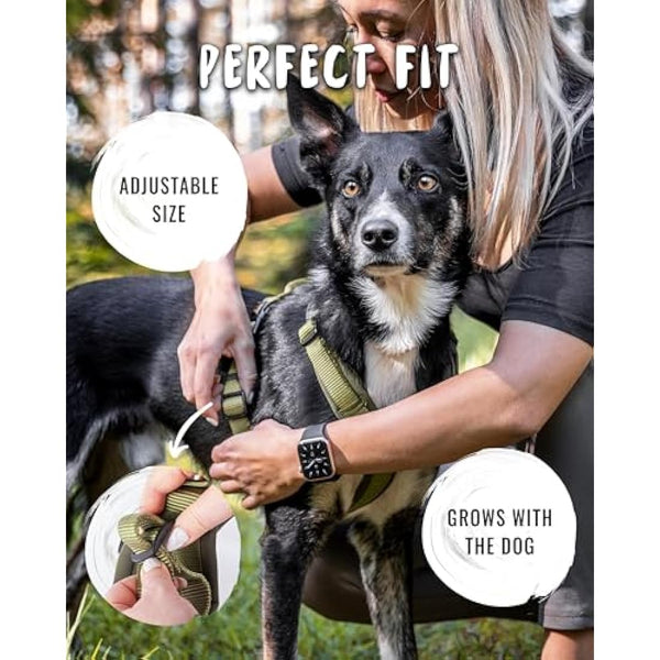 Rudelkönig dog harness Bella - Chest Harness with Handle - Adjustable no pull harness for dogs in Various Sizes - Escape proof dog harness for very large dogs