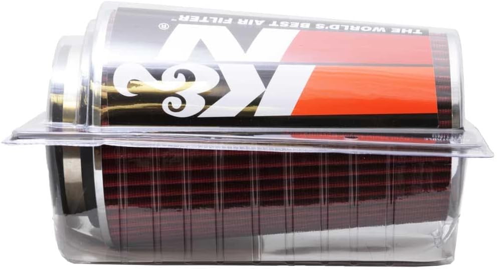 K&N Universal Clamp-On Air Filter: High Performance, Premium, Washable, Filter: Flange Diameter: 4 In, Filter Height: 9.5 In, Flange Length: 1.125 In, Shape: Round Tapered, RG-1002RD