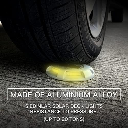 Siedinlar Solar Deck Lights Outdoor Waterproof Ground Light Solar Lights Outdoor Garden for Pathway Driveway Step Dock 4 Pack (Warm White)