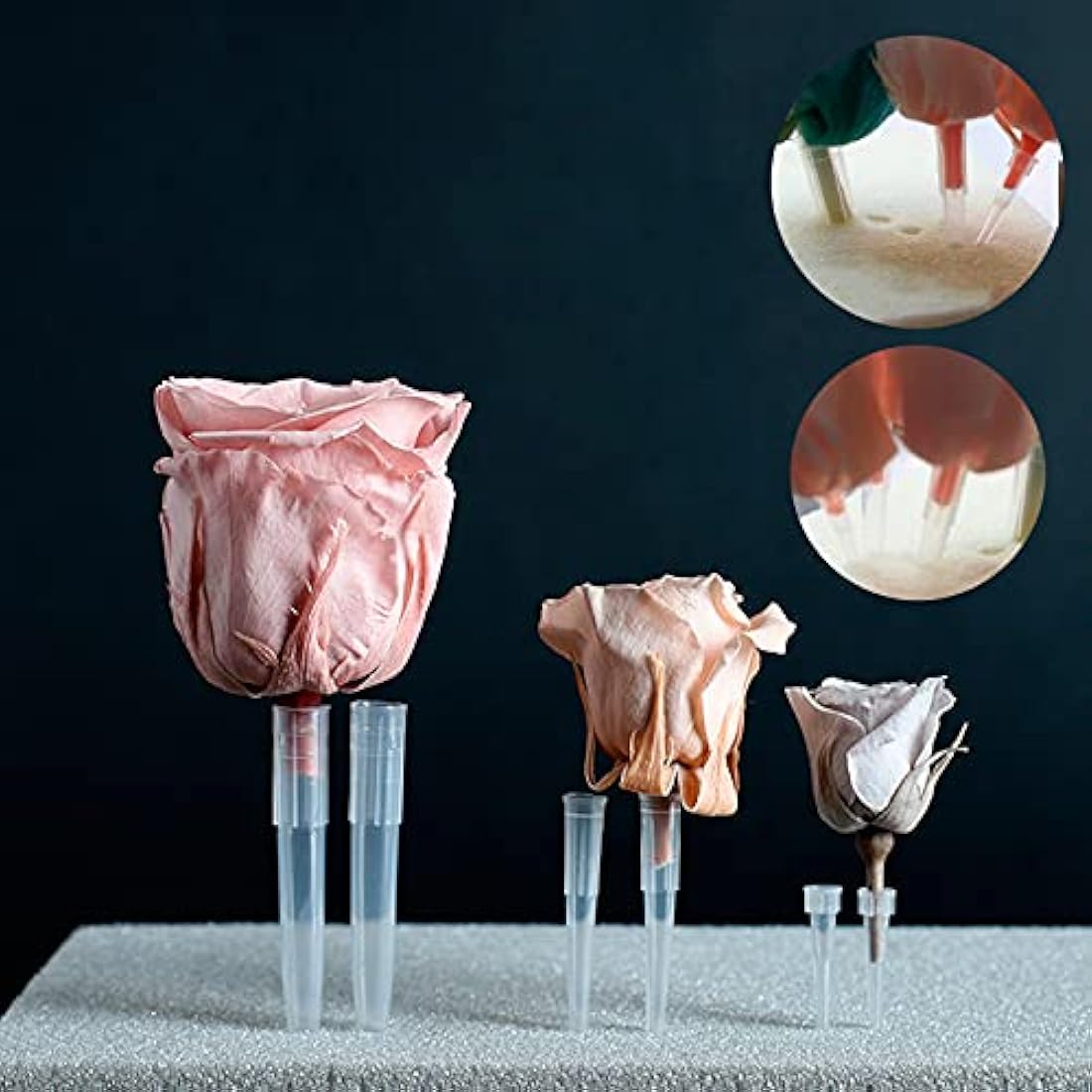 60 Pcs Plastic Flower Tubes - 3 Sizes (S, M, L) Flower Arranging Spikes for Cake Decorating