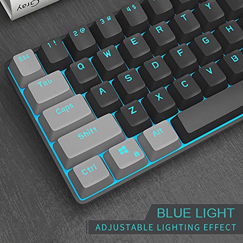 MageGee Portable 60% Gaming Mechanical Keyboard, Minimalist MK-Box Ice Blue Backlit Compact 68 Keys Wired Office Keyboard with Red Switch for Windows Laptop PC Mac Convenient(Gray & White)