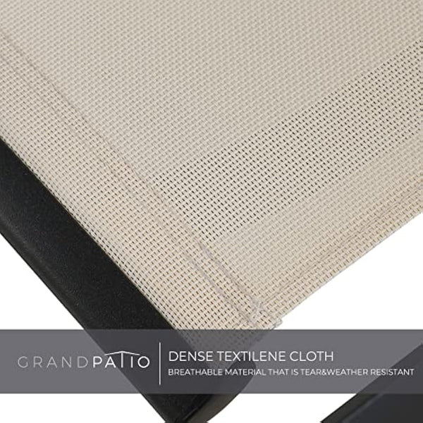 Grand patio folding chair, Aluminium garden chairs set of 2 with Armrest & Mesh breathable Seat, Adjustable 6 Position High Backrest, foldable dining chair for Outdoor, Garden, Dining room (White)