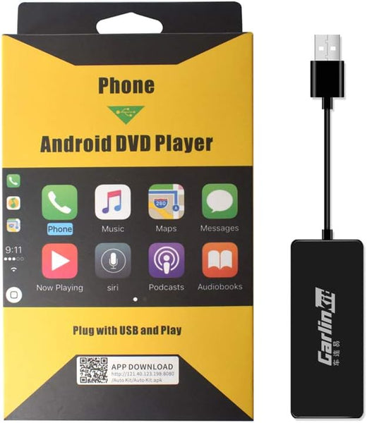 Carlinkit Wired CarPlay/ Android Auto Adapter for Radio Car, Need to install Autokit APK in the Car Radio, Support MirrorScreen/Online Upgrade, Black