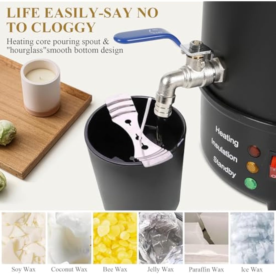 6L Wax Melter for Candle Making, Electric Wax Melting Container with Heat Resistant Handle & Stainless Spout & Temperature Controller for Soy Wax Soap Base Candle Making Supplies for Home - UK Plug