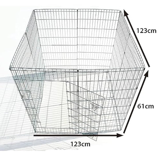 Ellie-Bo Easy-Up 8 Piece Foldable Portable Dog Puppy Play Pen with Door for Indoor/Outdoor Use 61cm High, Rabbit, Cat, Guinea Pigs