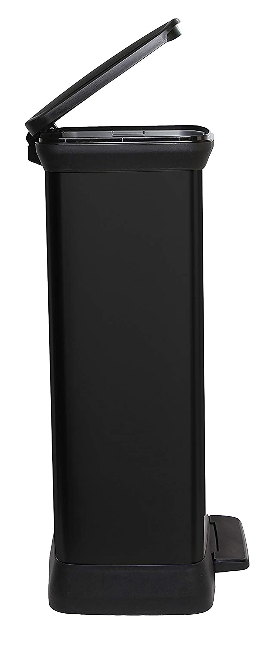 Curver Metal Effect 70% Recycled Kitchen Pedal Touch Deco Bin 50 Litres - Silver