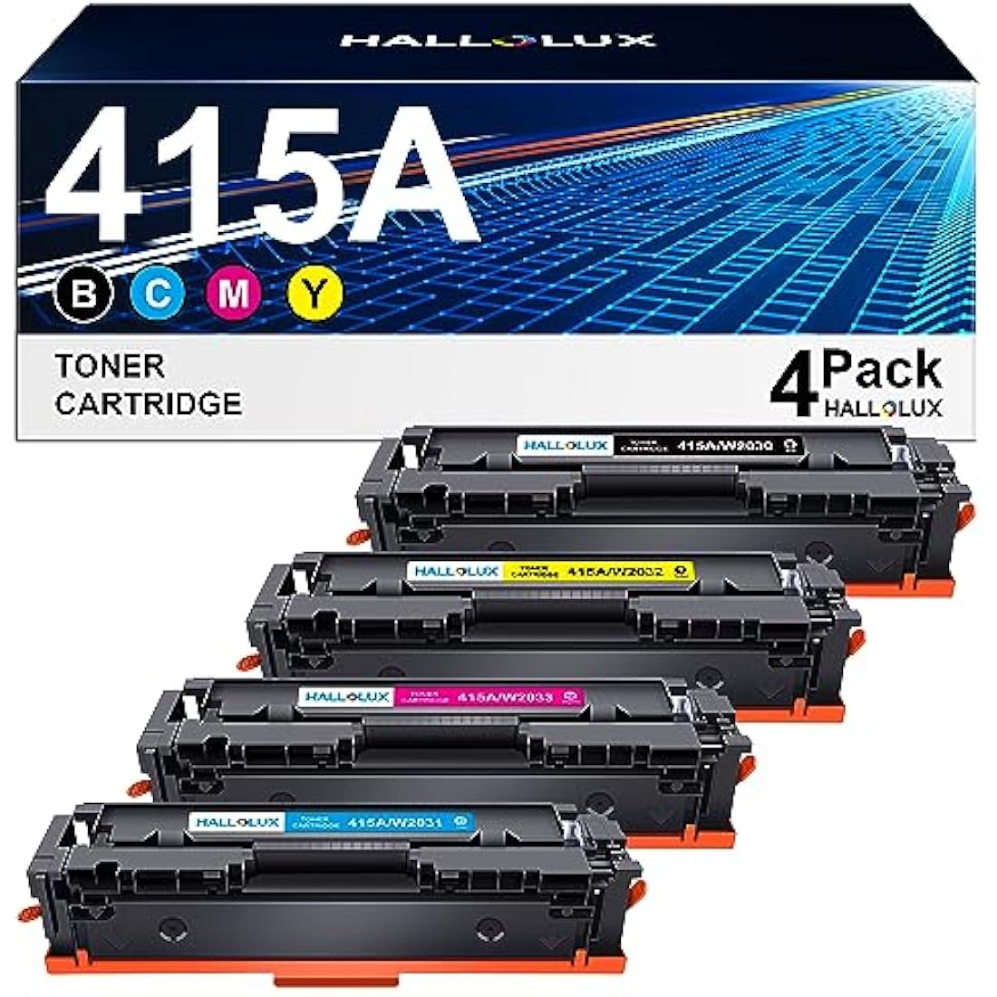 415A Toner Cartridges Compatible for HP 415A 415X Multipack Toner W2030A W2031A W2032A W2033A for HP Color Laserjet Pro M479fnw M479fdw M479fdn M479dw M454dw M454dn (Black Cyan Magenta Yellow, 4-Pack)