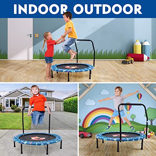 38" Kids Trampoline with Foldable Bungee Rebounder and Safety Padded Cover Mini Trampoline for Indoor and Outdoor use (Green)