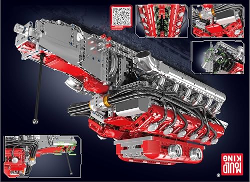 Mould King V12 Engine Building Block Sets, V12 Engine Model Kit That Runs, MOC Engineering Model Building Kit with Battery and Motor, Engineering Building Blocks for Adults (3472 PCS)