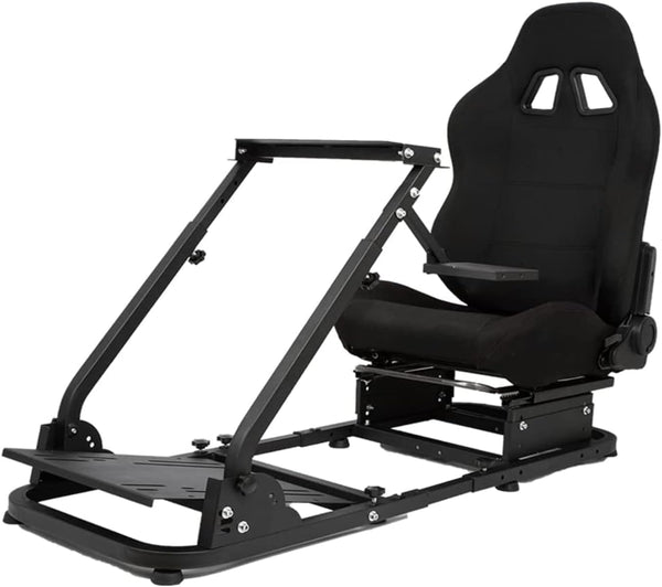 Dardoo Racing Simulator Cockpit with Black Seat Foldable Fit for Logitech Thrustmaster G27 G29 G920 G923 Steering Simulator Stand Adjustable Gaming Frame(Without wheel pedal handbrake shifter)