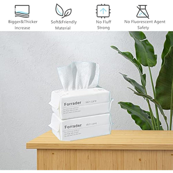 Disposable Face Towel, Cotton Tissue Soft Dry Wipes for Women, Simple Cleaning Facial Tissues Dry Wet Dual Portable Use for Sensitive Skin & Baby & Makeup Remover & Personal Care