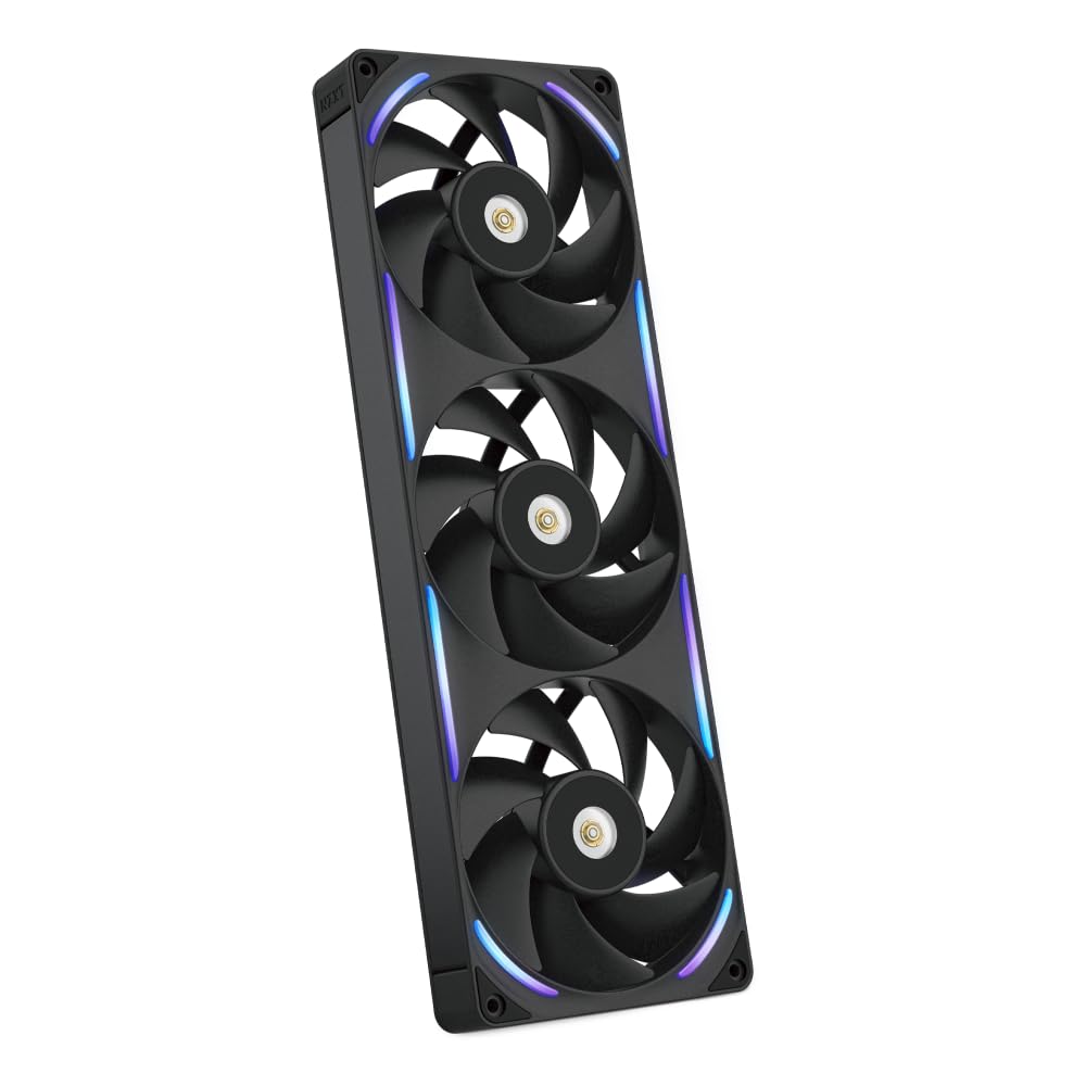 NZXT F420 RGB Core - 420mm Single-Frame Fan Unit with 3 x 140mm RGB Fans - Speed & Lighting Control - High Static Pressure & Airflow - Fluid Dynamic Bearings - 8 aRGB LEDs Per Fan - White