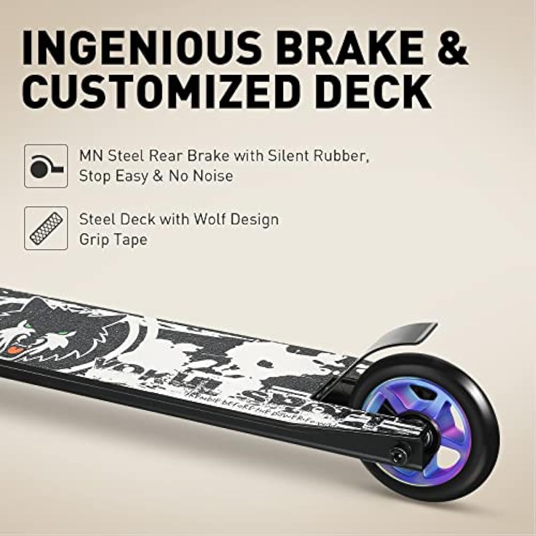 Joycruise Stunt Scooter Pro Trick Scooters for Kids & Teenagers Age 6+ Boys Girls, Kick Freestyle Beginner Scooter 360° Spin Handlebar, Robust Aluminum Frame 100mm Smooth Wheels