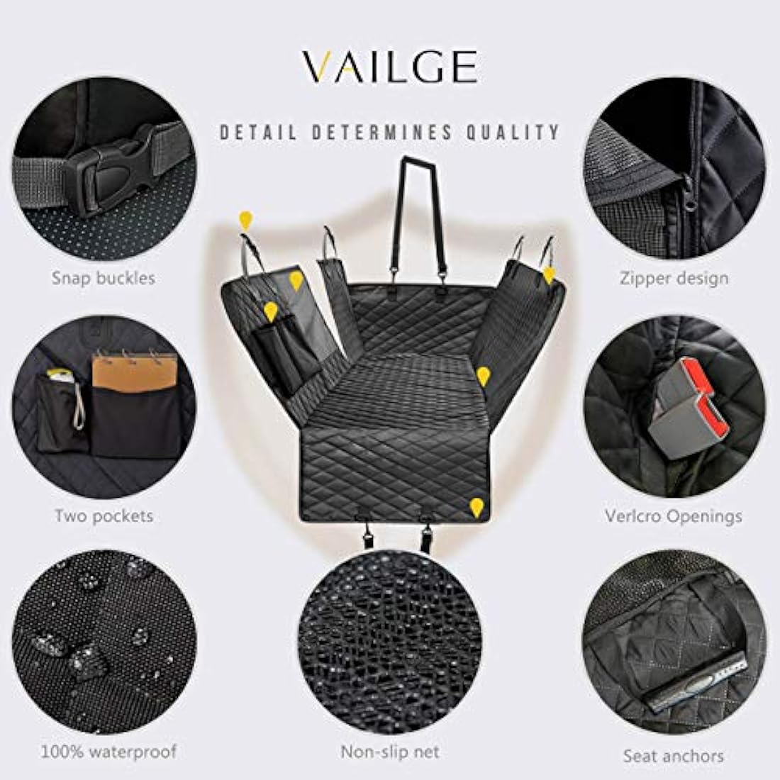 vailge Dog Seat Cover for Back Seat, 100% Waterproof Dog Car Seat Covers with Mesh Window, Scratch Prevent Antinslip Dog Car Hammock, Car Seat Covers for Dogs, Dog Backseat Cover,Standard