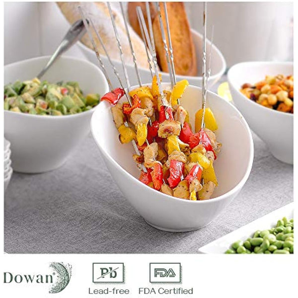 DOWAN Salad Bowl, 26 oz/770 ml Serving Bowls Ceramic Set of 2, Porcelain White Slanted Bowls, Christmas Serving Bowls for Salad, Pasta, Soup, Prep - Microwave & Dishwasher Safe