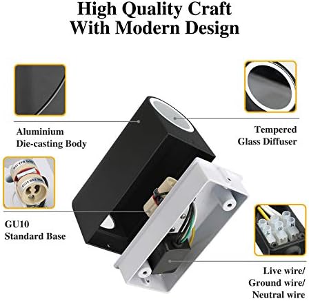 HLFVLITE 2-Pack Outdoor Wall Lights Aluminum Up/Down Outside Wall Lamp Exterior Wall Sconce, IP44 Waterproof Black Garden Lights for Patio, Terrace, Garden, Hallway, Balcony, Porch, Post, Pathway