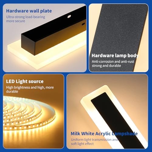 Mikeru Modern 80cm Dimmable Outdoor Wall Light, 2 Pack 3 Colour Temperatures 3000K/4500K/6500K IP65 Rainproof Outside Wall Light with Remote Control (Batteries Not Included) for Porch, Patio