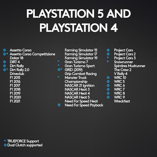 Logitech G G923 Racing Wheel and Pedals, TRUEFORCE up to 1000 Hz Force Feedback, Responsive Driving Design, Dual Clutch Launch Control, Genuine Leather Wheel Cover, for PS5, PS4, PC, Mac - Black