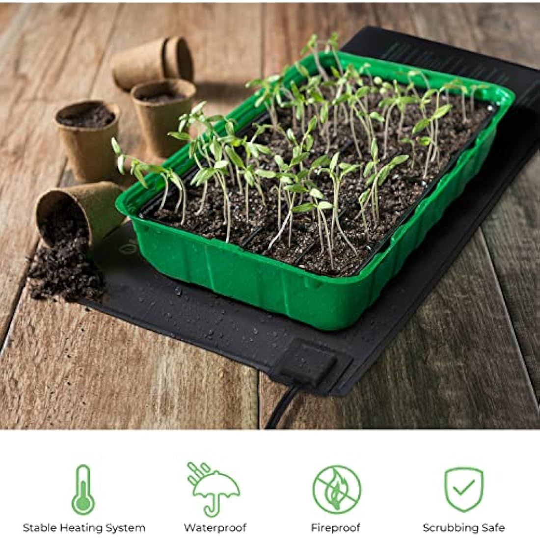 Ohuhu Seedling Heat Mat Heated Propagator 2 Pack, Plant Heating Mat Plant Warm Mat IP67 Waterproof, 21W Hydroponic Heating Pad Greenhouse Heating Pad for Seedling and Germination 10"x 20.75"