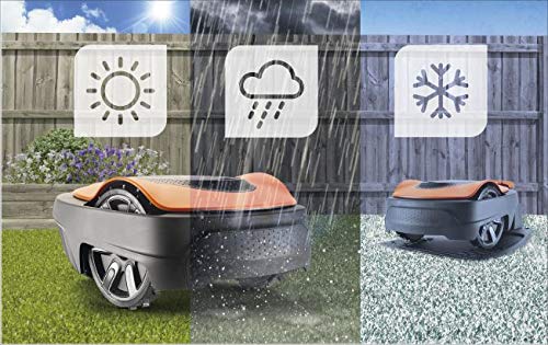 Flymo EasiLife 250 GO Robotic Lawn Mower - Cuts Up to 250 sq m, Ultra Quiet Mowing, Manicured Lawn, Bluetooth Application Control, Safety Sensors, Hose Washable, Lifestyle Functions, Orange and Grey