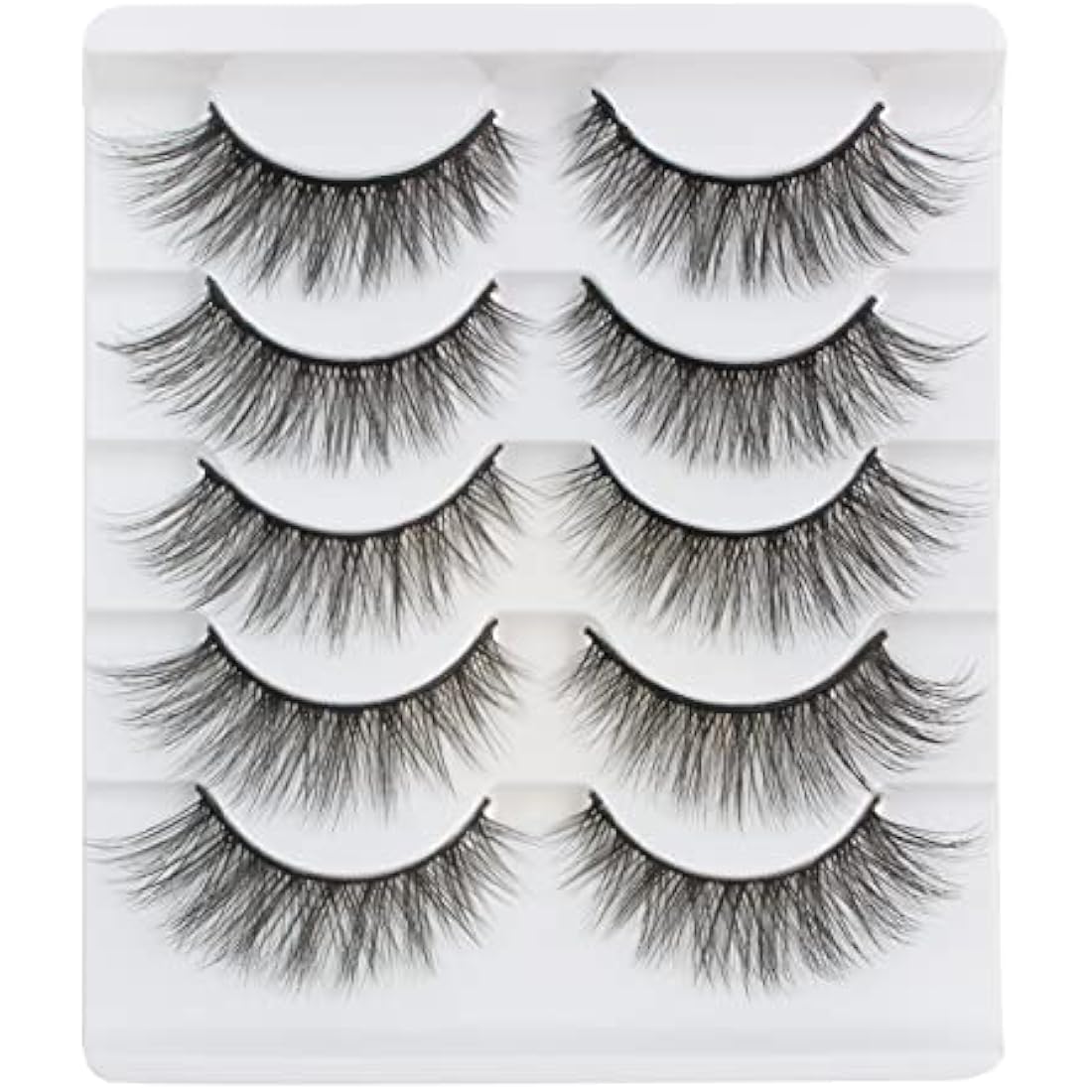 Cat Eye Lashes Natural Look Faux Mink Fake Eyelashes Light Volume False Lashes Fluffy Strip Lashes Multipack 3D 5 Pairs Pack by Glowingwin