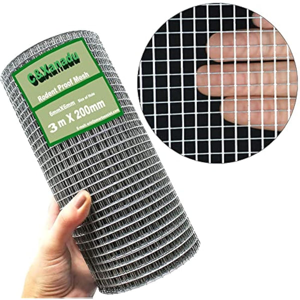 C&Xanadu 200mm X 3m Rat Mesh Rodent Proofing Wire Mesh Roll,Welded Metal Mesh Galvanised,Stop & Prevent Mice & Mouse Access