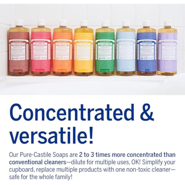 Dr Bronner's 18-in-1 Almond Pure-Castile Liquid Soap, Made with Organic Oils, Used for Face, Body, Hair, Laundry, Pets and Dishes, Certified Fair Trade & Vegan Friendly, 473ml Recycled Bottle