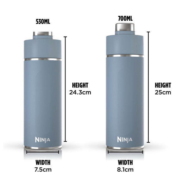 Ninja Thirsti Water Bottle and Flask 709 ML With Leak-Proof Lid, Designed For Carbonated, Hot & Cold Drinks, Ideal For Travel & Sports, Triple Insulated, Stainless Steel Bottle, Black, DW2401EUUKBK