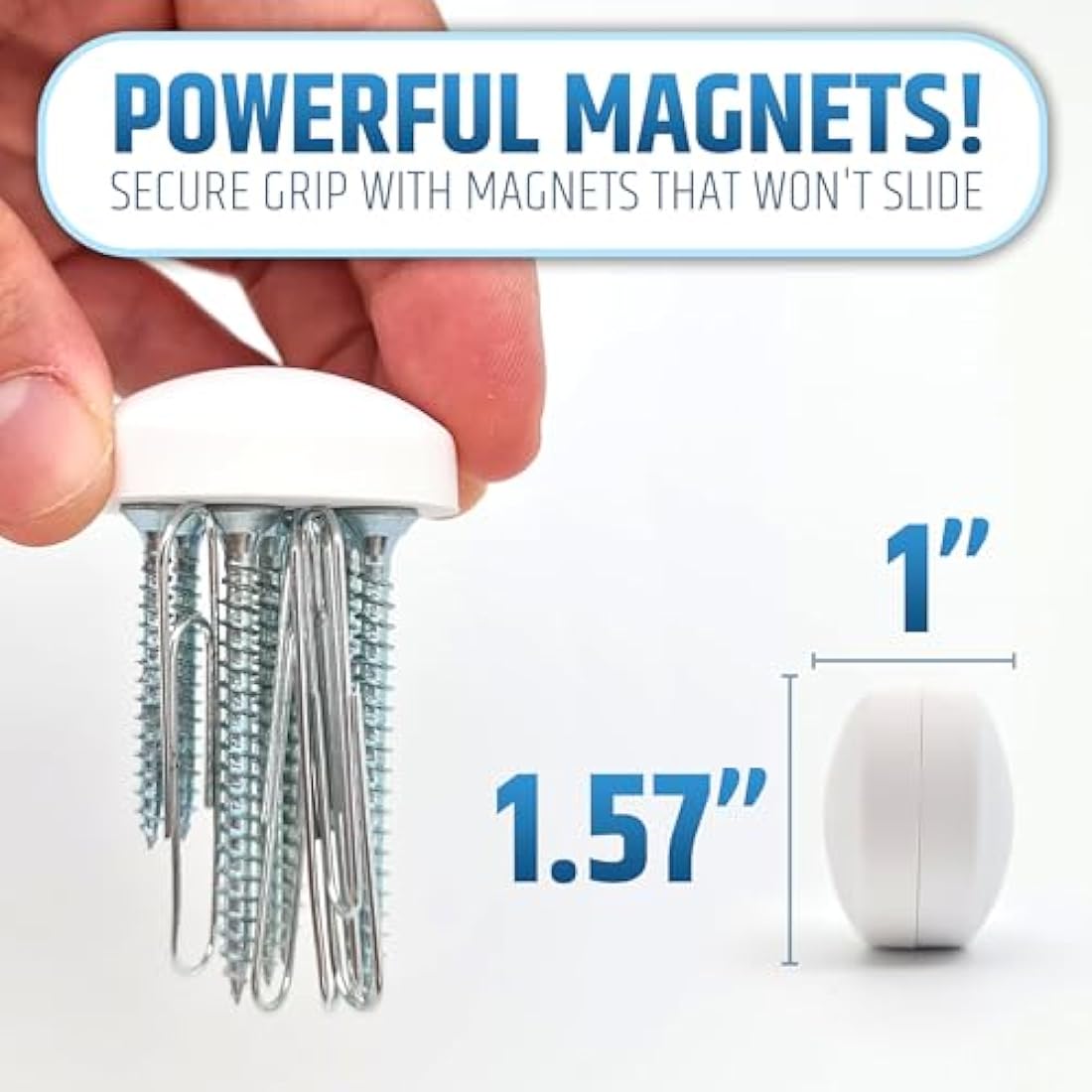 Powerful Anti-Billowing Magnetic Shower Curtain Weights for Splash-Free Bath Experience - 360° Silicone Wrapped - Will Never Rust - Heavy Magnets Prevent Curtain Liners from Blowing | 8 Pairs | White