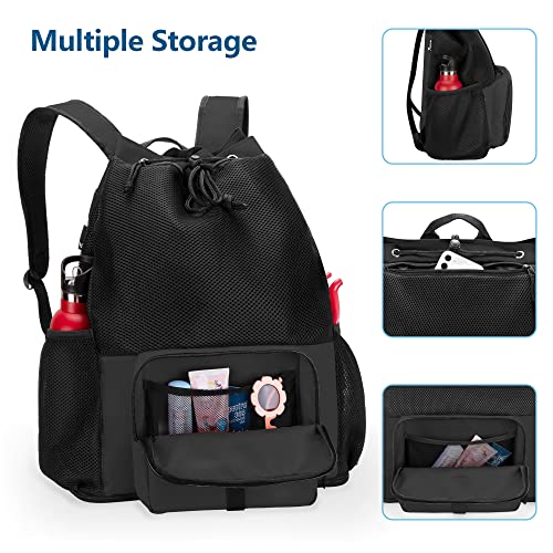 Fasrom Mesh Beach Backpack with Zipper Bottom, Sport Gym Backpack for Swimming, Beach, Pool and Travel(Patent Pending), Black