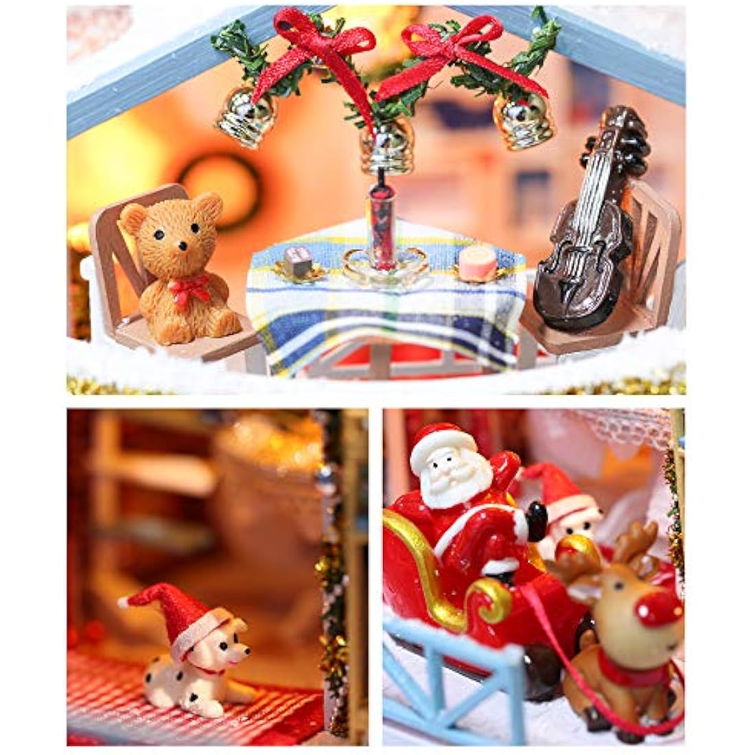 GuDoQi DIY Miniature House Kit with Music, Wooden Dollhouse with LED Light, Mini House Model to Build for Adults, Great Handmade Crafts Gift Idea for Christmas