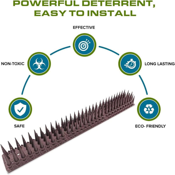 Wall & Fence Spikes - Security Spikes, Stop Climbing Over Walls and Fences, Ideal for Keeping Pigeons, Birds, Squirrels, Cats Away, Suitable for Fences, Balcony, Roofs - MultiPack 8X12