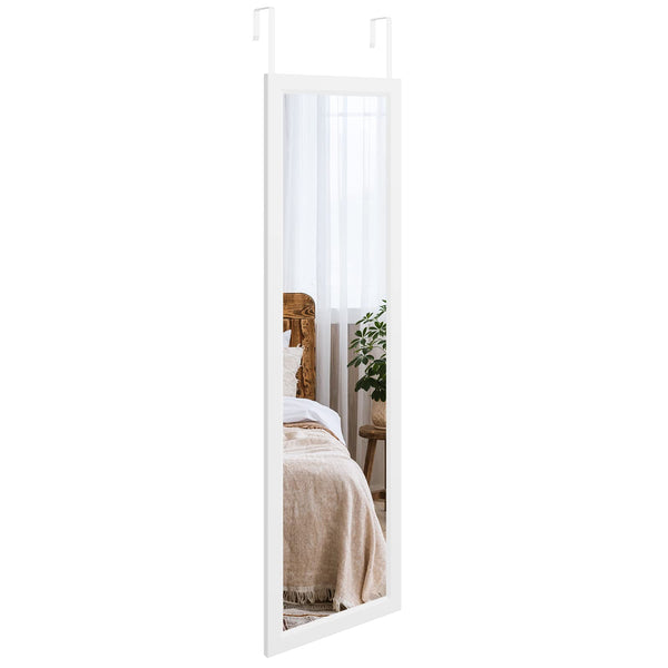 Dripex Over Door Mirror Full Length, 110 x 33cm Wall Mounted Mirror Door Hung Mirror for Bathroom/Bedroom/Wardrobe - Toughened Glass, White