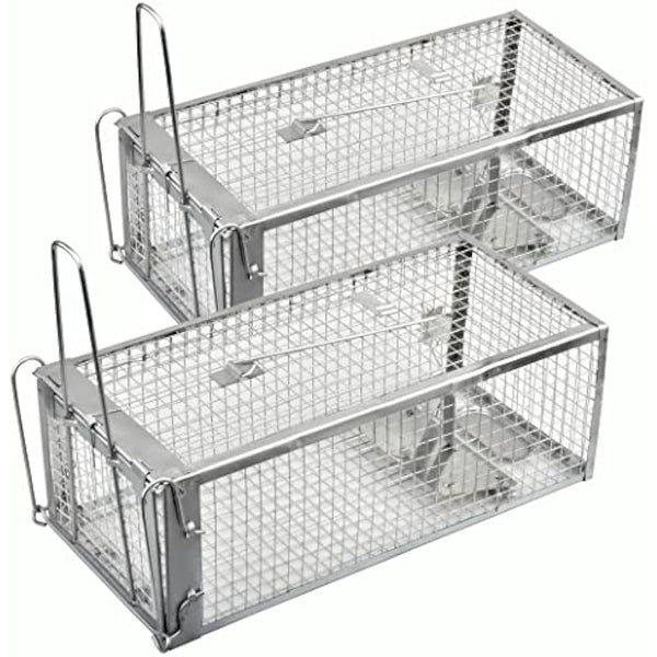 Anyhall 2-Pack Rat Traps Humane Live Mouse Cage Traps (Silver)