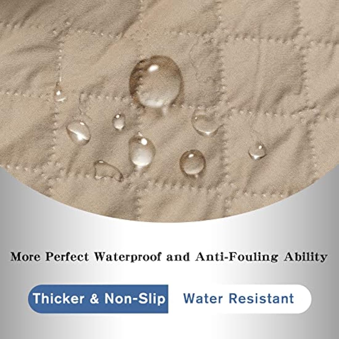 XINEAG Quilted Sofa Covers 2 Seater, Water Resistant Loveseat Covers Sofa Slipcovers with Pockets, Non Slip Sofa Cover for Dogs Pets, Washable Furniture Protector with Elastic Strap (Loveseat, Khaki)