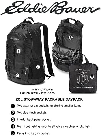 Eddie Bauer Stowaway Packable Backpack-Made from Ripstop Polyester Hiking
