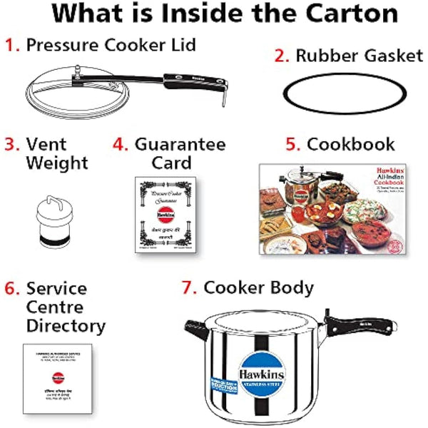 Hawkins Stainless Steel Induction Compatible Pressure Cooker, 6 Litre, Silver (HSS60)