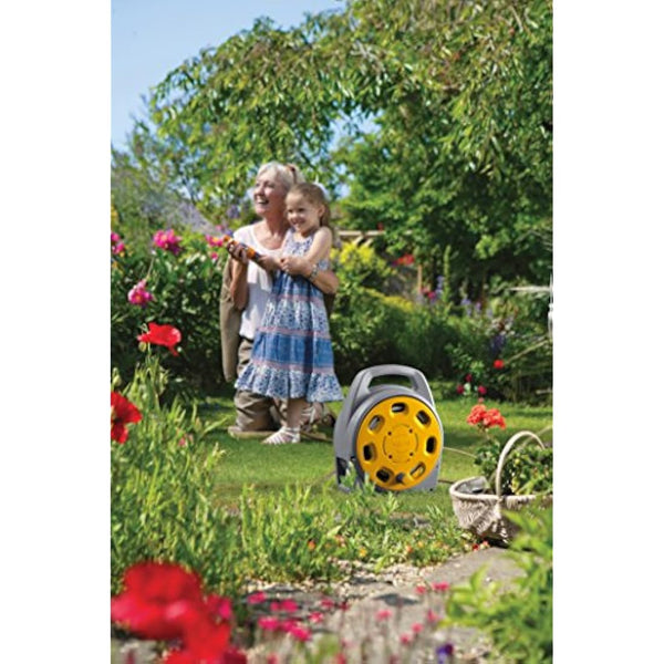 HOZELOCK - Portable Compact Hose Reel 20 m : 20m Streamlined Hose Reel, Compact, Large Handle, Supplied with 1 Nozzle and all Fittings [2382R0777]