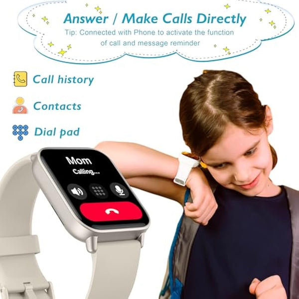 KALINCO Kids Smart Watch for Boys Girls Teens, IP68 Waterproof Swimming Smartwatch, 1.8'' Fitness Activity Tracker with 100 Sports, Make/Answer Call, Heart Rate/Sleep Monitor, Valentines Gift for Kids