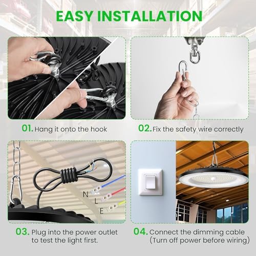 4 Pack 150W UFO LED High Bay Light 22500LM, 6000K Super Bright Workshop Lighting, IP65 Waterproof LED Garage Industrial Lights, Commercial Bay Lighting for Workshop, Warehouse, Garage, Factory