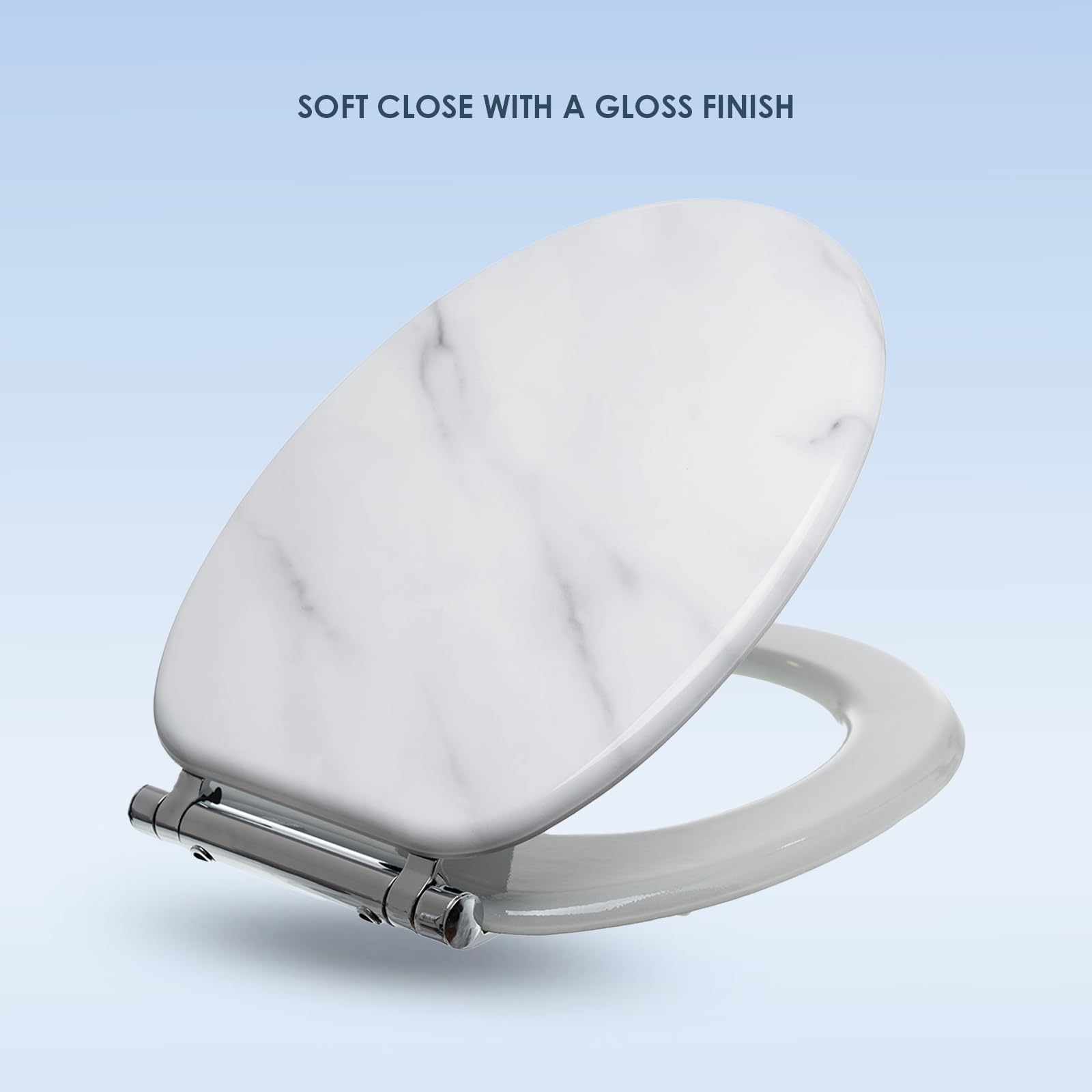 AQUALONA® Luxury Soft Close Toilet Seat - Moulded Wood - Stainless Steel Slow Close Hinges - Click, Lift & Clean Technology (Bamboo Toilet Seat)