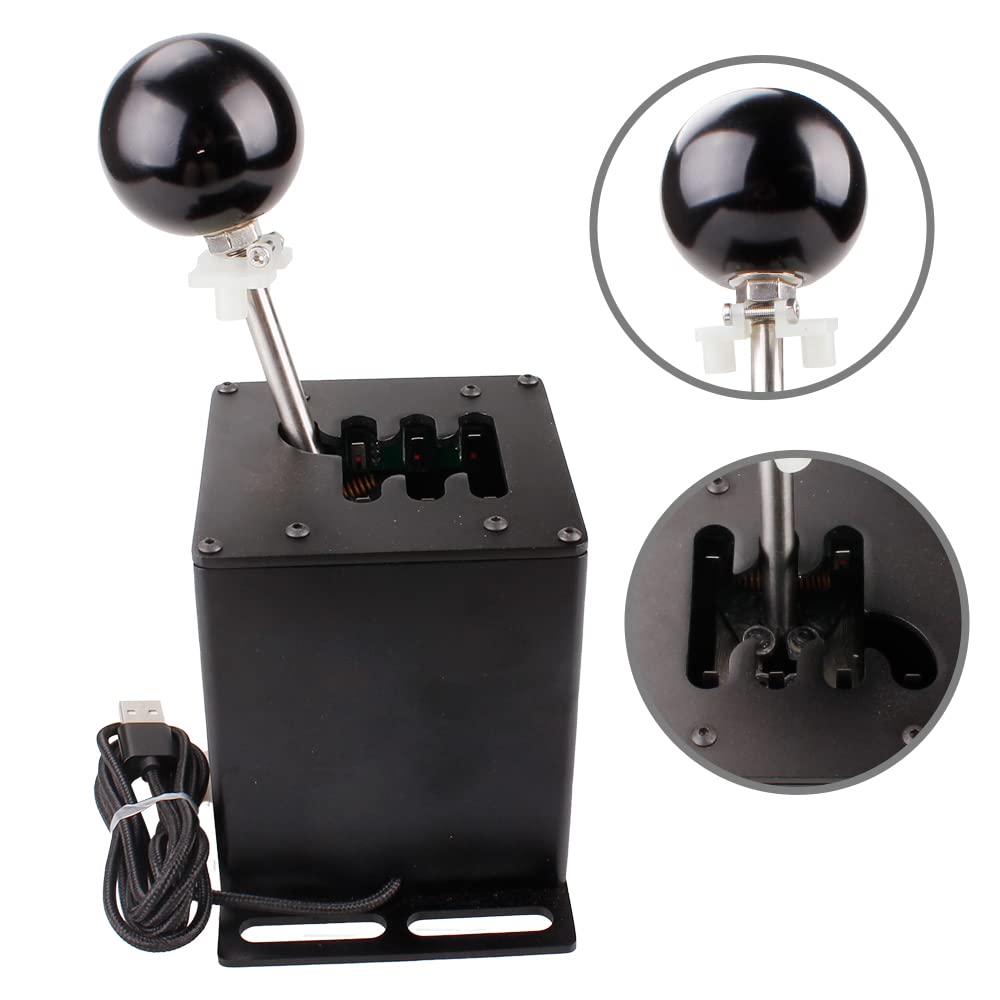 muge racing USB Simulator Shifter, Compatible with Logitech G29 G27 G25 G920 Thrustmaster T300RS/GT Steering Wheel Sequential H Gear Shifter Compatible with ATS ETS Dust WRC Sim Racing Games 7+R