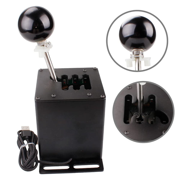 muge racing USB Simulator Shifter, Compatible with Logitech G29 G27 G25 G920 Thrustmaster T300RS/GT Steering Wheel Sequential H Gear Shifter Compatible with ATS ETS Dust WRC Sim Racing Games 7+R