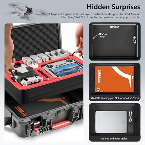 STARTRC Dual Layer Hard Case for DJI Mini 4 Pro, Waterproof Pressure Resistant Carrying Case for DJI Mini 4 Pro Accessories - Fits for DJI RC 2/RC-N2