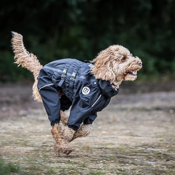 Mikki Doodles Dog Raincoat, Waterproof, Windproof, Silky Lining, Less Friction Means Less Knots & Tangles, Size Small, Black