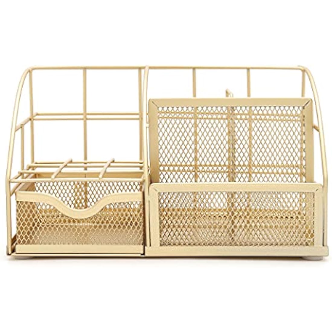 EXERZ Desk Organiser/Mesh Desk Tidy Caddy/Pencil Holder Multifunctional with 7 Compartments - Gold